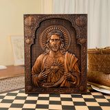 Sacred Heart of Jesus Catholic Jesus Statue Religious Wooden Plaque Wall Hanging Church Room Home and Decoration Christmas Gift