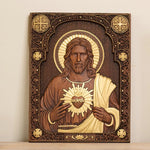 Sacred Heart of Jesus Catholic Jesus Statue Religious Wooden Plaque Wall Hanging Church Room Home and Decoration Christmas Gift