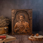 Sacred Heart of Jesus Catholic Jesus Statue Religious Wooden Plaque Wall Hanging Church Room Home and Decoration Christmas Gift