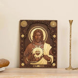 Sacred Heart of Jesus Catholic Jesus Statue Religious Wooden Plaque Wall Hanging Church Room Home and Decoration Christmas Gift