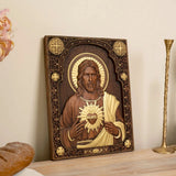 Sacred Heart of Jesus Catholic Jesus Statue Religious Wooden Plaque Wall Hanging Church Room Home and Decoration Christmas Gift