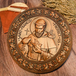 Saint Francis - religious figure icon decorative ornaments, wooden crafts, natural solid wood, home wood carving gifts