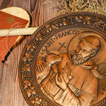 Saint Francis - religious figure icon decorative ornaments, wooden crafts, natural solid wood, home wood carving gifts