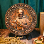 Saint Francis - religious figure icon decorative ornaments, wooden crafts, natural solid wood, home wood carving gifts