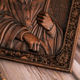 Saint Patrick Square Plaque Religious Icon Wooden Carved Wall Decor Catholic Saint Irish Bishop Saint Christian Gift