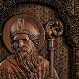 Saint Patrick Square Plaque Religious Icon Wooden Carved Wall Decor Catholic Saint Irish Bishop Saint Christian Gift