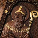 Saint Patrick Square Plaque Religious Icon Wooden Carved Wall Decor Catholic Saint Irish Bishop Saint Christian Gift