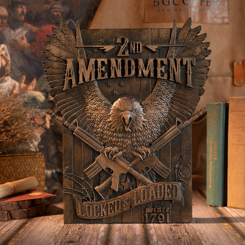 Second Amendment Solid Wood Carved Vintage Decor Home Room Interior Wall Hanging Patriotic Army Gift Free Shipping