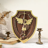 Shield Archangel Michael Family Church Wall Hanging Religious Statue Wood Carving St. Michael Christian Home Decor