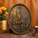 Solid Wood Carving Crafts Ornaments, Our Lady of Fatima, Catholic Saint statues, Wooden Wall Hanging, Home Decoration