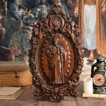 St. Jude wooden religious icon wall artwork patron saint of troubled times and despair Catholic statue saint wall hanging