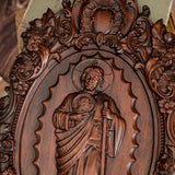 St. Jude wooden religious icon wall artwork patron saint of troubled times and despair Catholic statue saint wall hanging