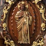 St. Jude wooden religious icon wall artwork patron saint of troubled times and despair Catholic statue saint wall hanging