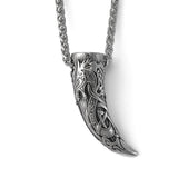 Stainless Steel Norse God Fenrir Wolf Tooth Necklace Driking Horn Amulet Viking Jewelry