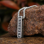 Stainless Steel Unisex Viking Jewelry Norse Rune Bar Amulet Pendant Necklace