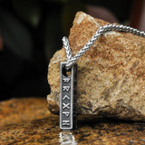 Stainless Steel Unisex Viking Jewelry Norse Rune Bar Amulet Pendant Necklace