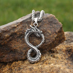 Stainless Steel Viking Jewelry Norse Mythology Giant Snake Jormungandr Amulet Necklace