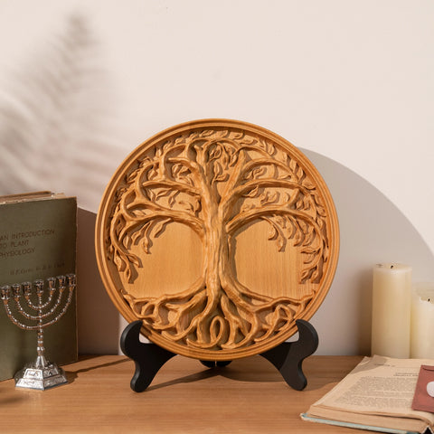 Tree of Life Wall Art Decoration Family Tree Sign Hanging Wooden Craft Ornament for Home Bedroom Living Room Decor