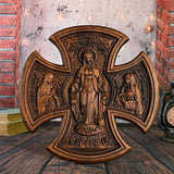 Trinity Jesus and Mary Wooden Cross Catholic Home and Decorative Art Wall Religion Christ Gift Wall Hanging Statue