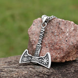 Viking Axe Pendant Necklace Stainless Steel Vikings Jewelry