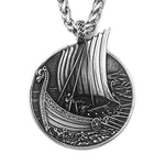 Viking Jewelry Stainless Steel Norse Life Longship DRAKKAR Pendant Necklace