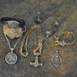 Viking Jewelry Stainless Steel Odin's Raven Huginn and Muninn Valknut Pendant Necklace