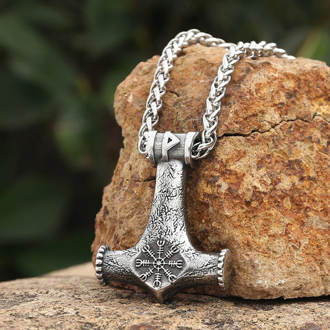 Viking Jewelry Stainless Steel Thor's Hammer Mjolnir Pendant Necklace