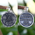 Vintage  New  Men's  Stainless Steel Saint Michael Pendant Necklace Lucky Chain Jewelry Man or Women Gift