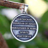 Vintage  New  Men's  Stainless Steel Saint Michael Pendant Necklace Lucky Chain Jewelry Man or Women Gift