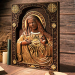 Virgin Mary Sacred Heart Wood Sculpture, Perfect Heart, Catholic Saint Image, Religious Church, Christian Gift, Home Decoration