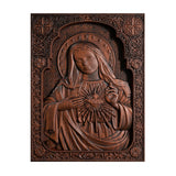 Virgin Mary Sacred Heart Wood Sculpture, Perfect Heart, Catholic Saint Image, Religious Church, Christian Gift, Home Decoration