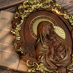 Virgin Mary and Baby Jesus Wood Carving, Catholic Religious Home Hanging Decoration, Christian Saints Gift
