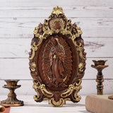 Virgin Mary of Guadalupe statue, wood carving, catholic saint image, Christian prayer, home church decoration gift