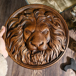 Wood Carved Lion Head Wall Art Animal Carving Crafts Wall Hanging Plaque Retro Style Home Decor  animal carving