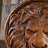 Wood Carved Lion Head Wall Art Animal Carving Crafts Wall Hanging Plaque Retro Style Home Decor  animal carving