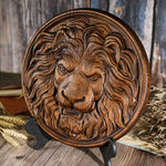 Wood Carved Lion Head Wall Art Animal Carving Crafts Wall Hanging Plaque Retro Style Home Decor  animal carving