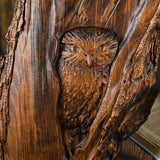 Wooden carved owl, indoor living room tabletop decoration crafts ornaments, home statues, animal carvings, gifts for art lovers