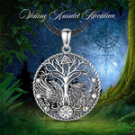 Viking Raven Wolf Compass Tree of Life Amulet Pendant