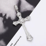 S925 Sterling Silver Pendants for Women Men New Fahion Super Flash Zirconium Diamond Large Cross Jewelry