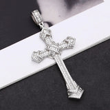 S925 Sterling Silver Pendants for Women Men New Fahion Super Flash Zirconium Diamond Large Cross Jewelry