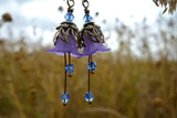 Sapphire Flower Earrings Floral Earrings Purple Earrings Boho Earrings Bohemian Jewelr