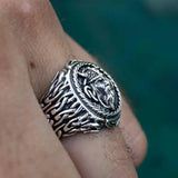 925 sterling silver color New retro Thai silver Nordic Celtic Viking style head ring