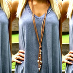 LONG SUEDE AND PEARL NECKLACE