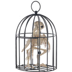 9.5" Skeleton Crow in a Cage Halloween Decoration