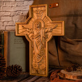 jesus cross wall decor, jesus ascension, wooden cross wall hanging, cross sculpture catholicism, prayer, religious figure, easte