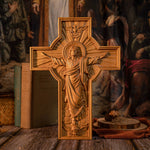 jesus cross wall decor, jesus ascension, wooden cross wall hanging, cross sculpture catholicism, prayer, religious figure, easte