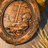 solid wood carving jesus hill garden prayer plaque religious wood carving christ jesus statue easter christmas decoration