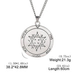 Dawapara Key of Solomon Seal Necklace Pentacle Kabbalah Honor and Riches Amulet Pendant Hebrew Supernatural Runes Jewish Jewelry