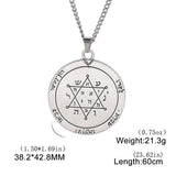 Dawapara Key of Solomon Seal Necklace Pentacle Kabbalah Honor and Riches Amulet Pendant Hebrew Supernatural Runes Jewish Jewelry