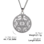 Dawapara Key of Solomon Seal Necklace Pentacle Kabbalah Honor and Riches Amulet Pendant Hebrew Supernatural Runes Jewish Jewelry